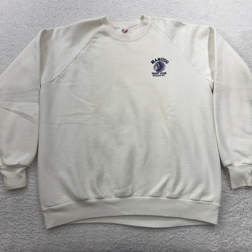 Vintage‎ 90s Jerzees Manitou Yacht Club Crewneck Sweatshirt Mens XL Raglan Sleev